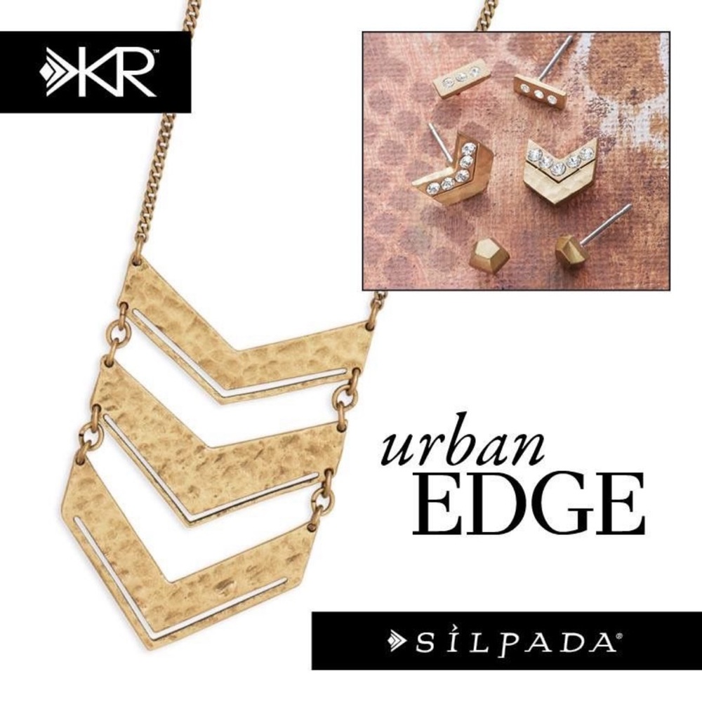 EUC Silpada KR Chevron Plunge 30” necklace